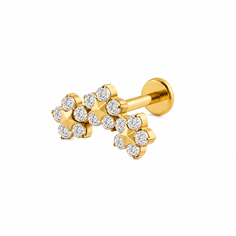 Labret Triple Flower Gold