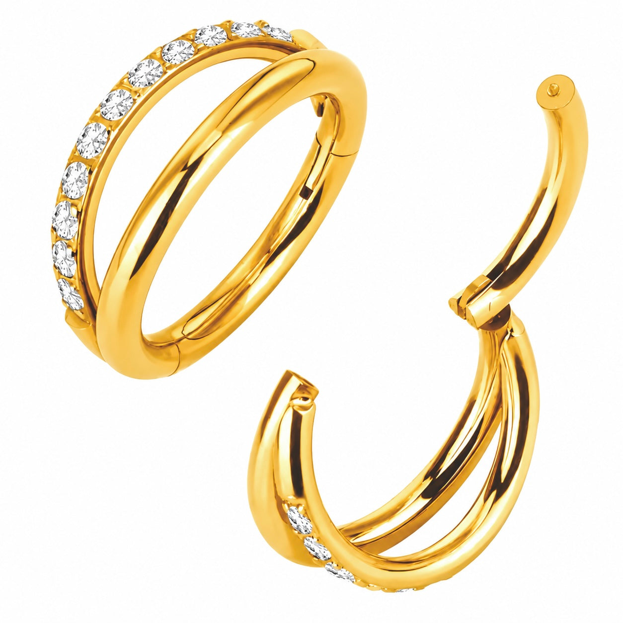 Argolla Clicker Doble Stripes Gold
