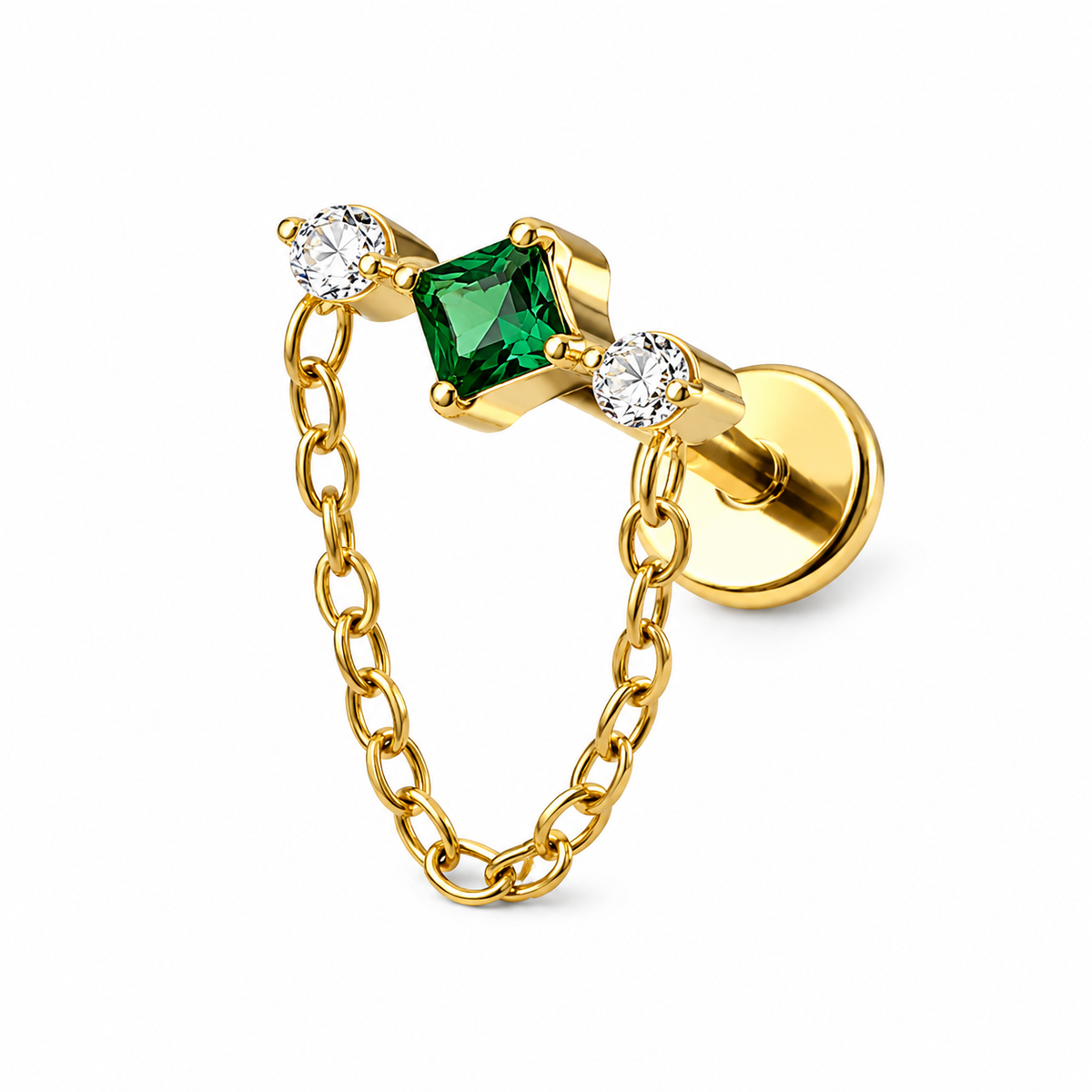 Labret Green Square Gold