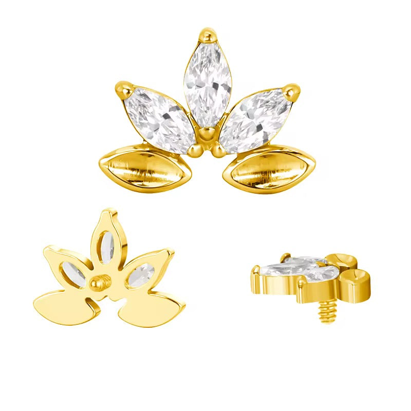 Labret Flower Marquise Gold