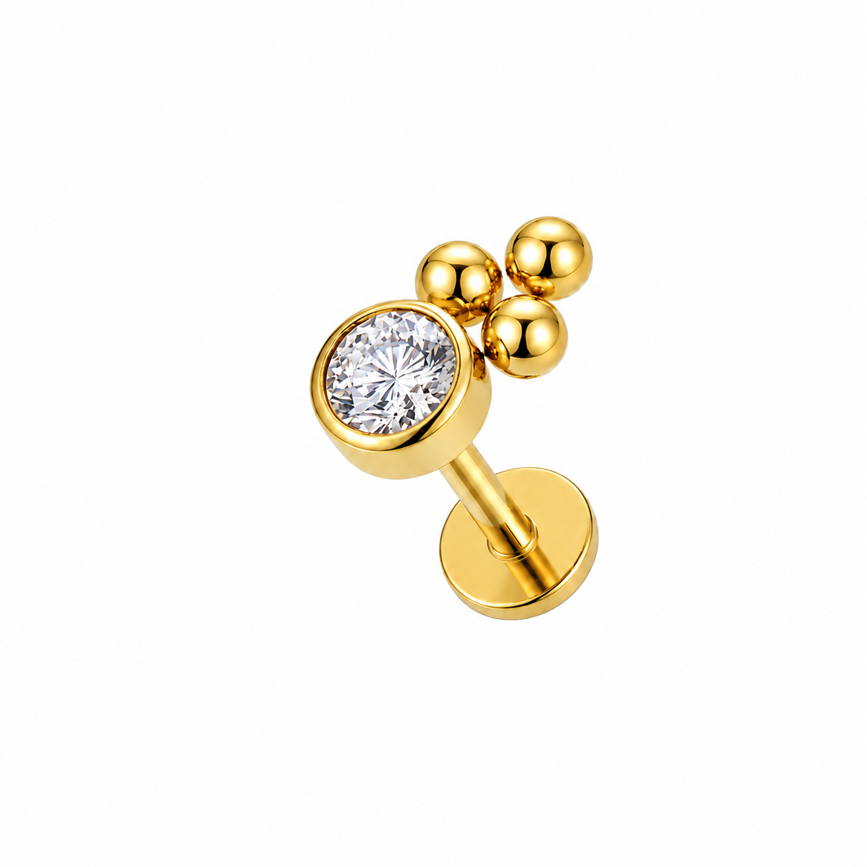 Labret Zircon Balls Gold