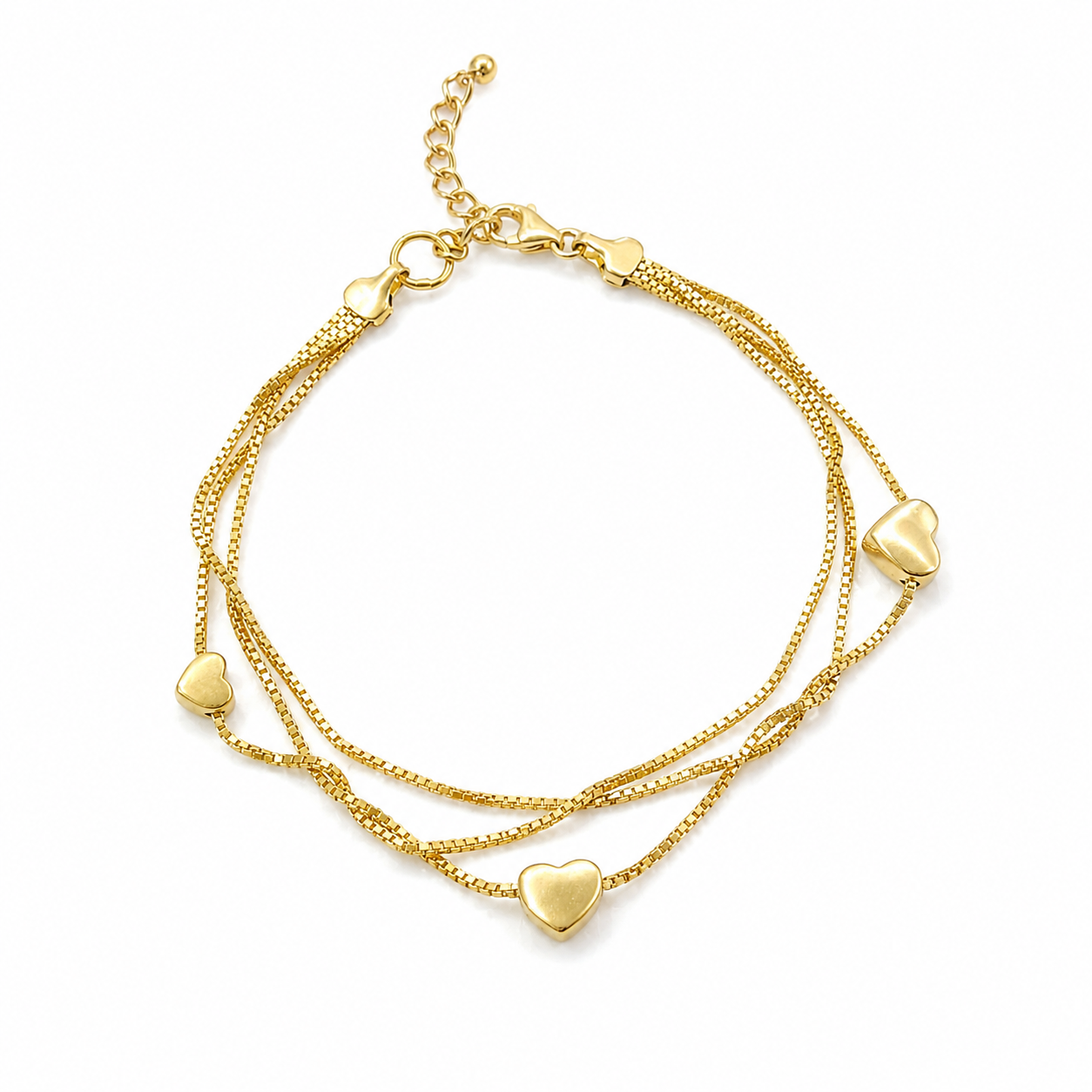 Pulsera Triple Hearts Gold