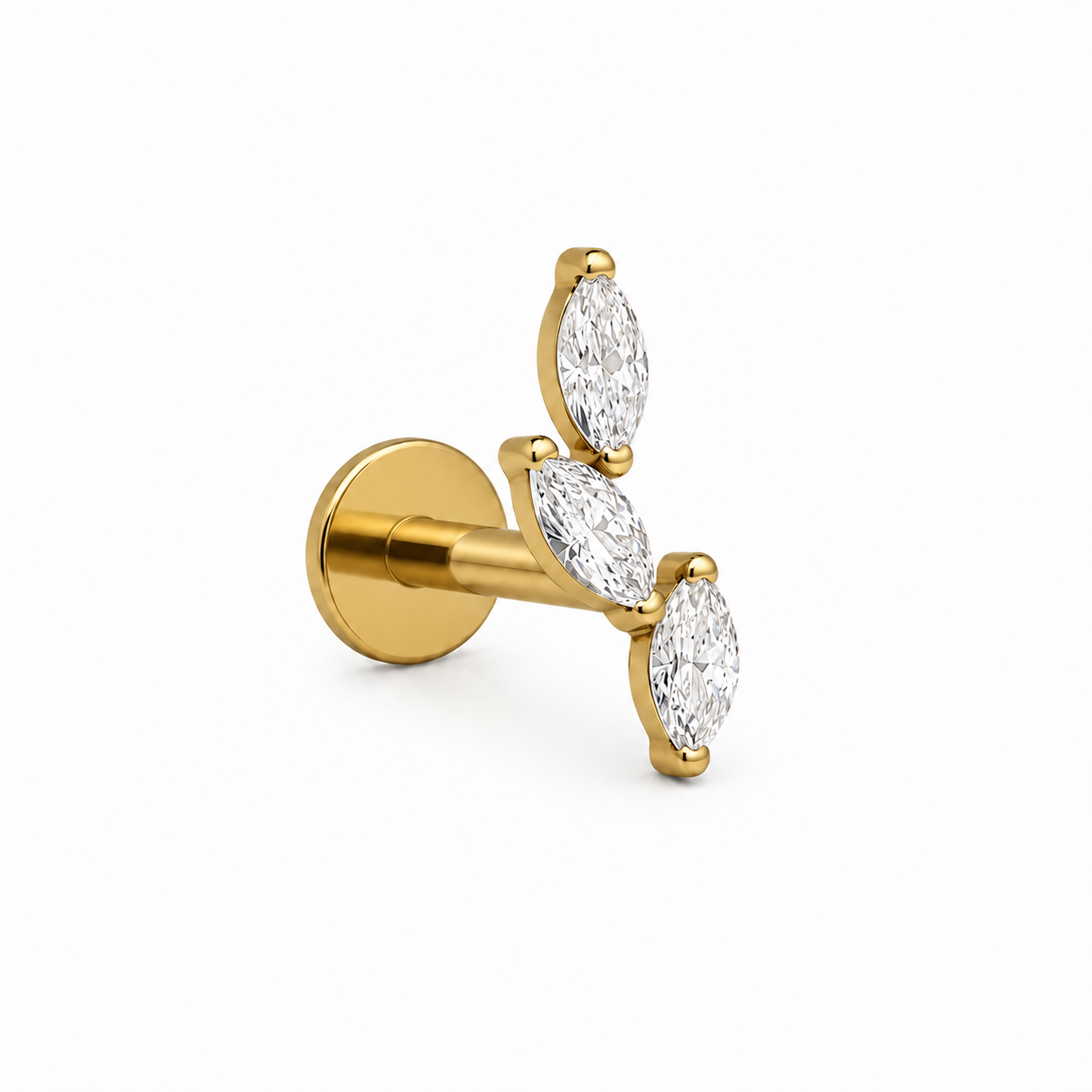 Labret Triple Espiga Gold