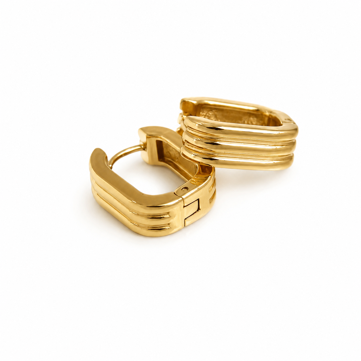 Argollas Square Lines Gold
