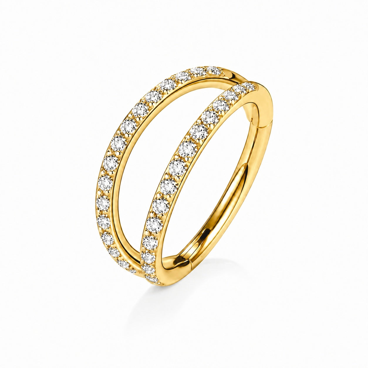 Argolla Clicker Doble Lines Gold