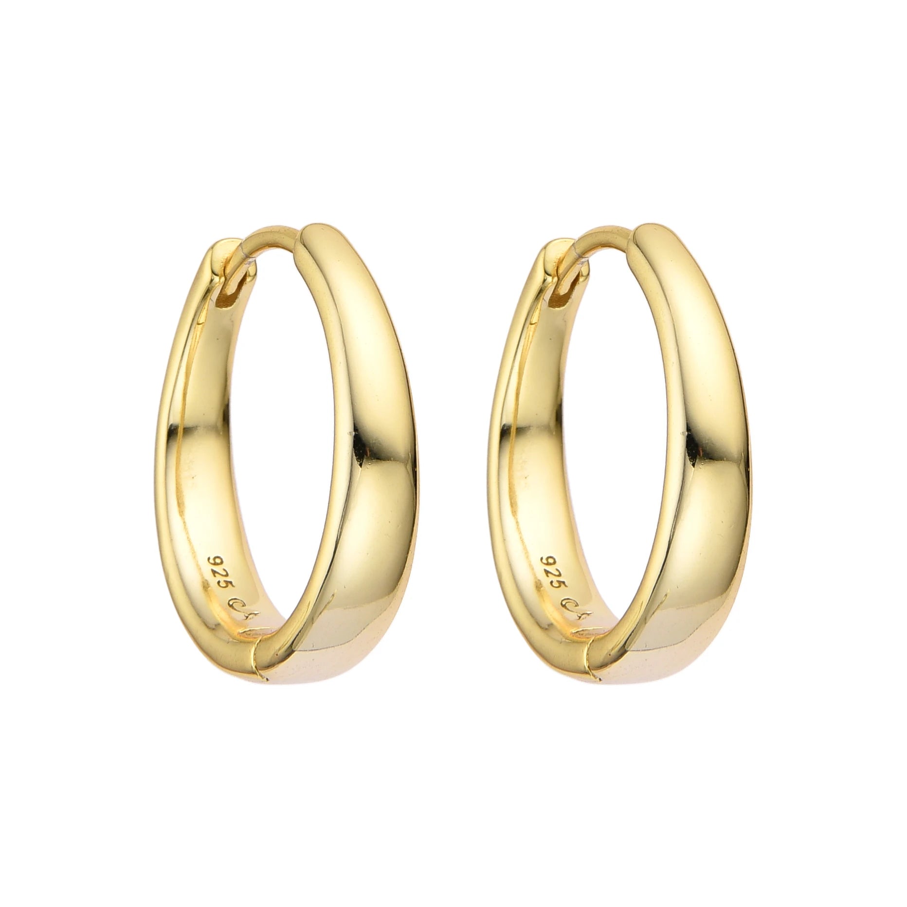 Argollas Cubanas Thiny Hoop 18 MM Gold (Par)