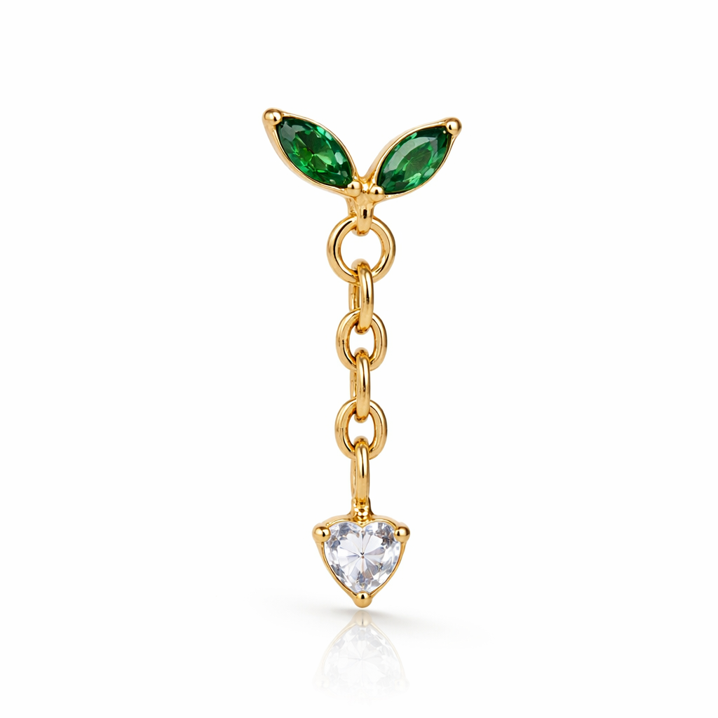 Labret Chain Petals Green Gold