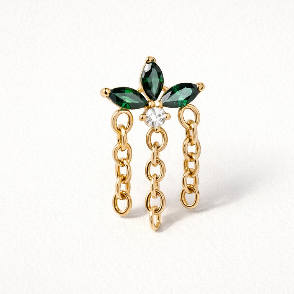 Labret Green Wings Gold