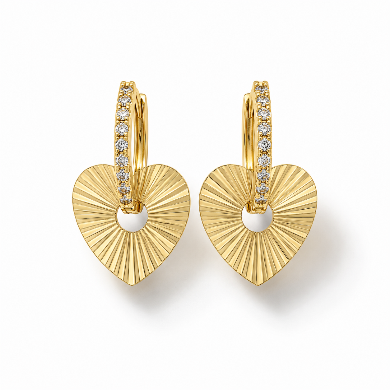 Argollas Heart Stripes Gold