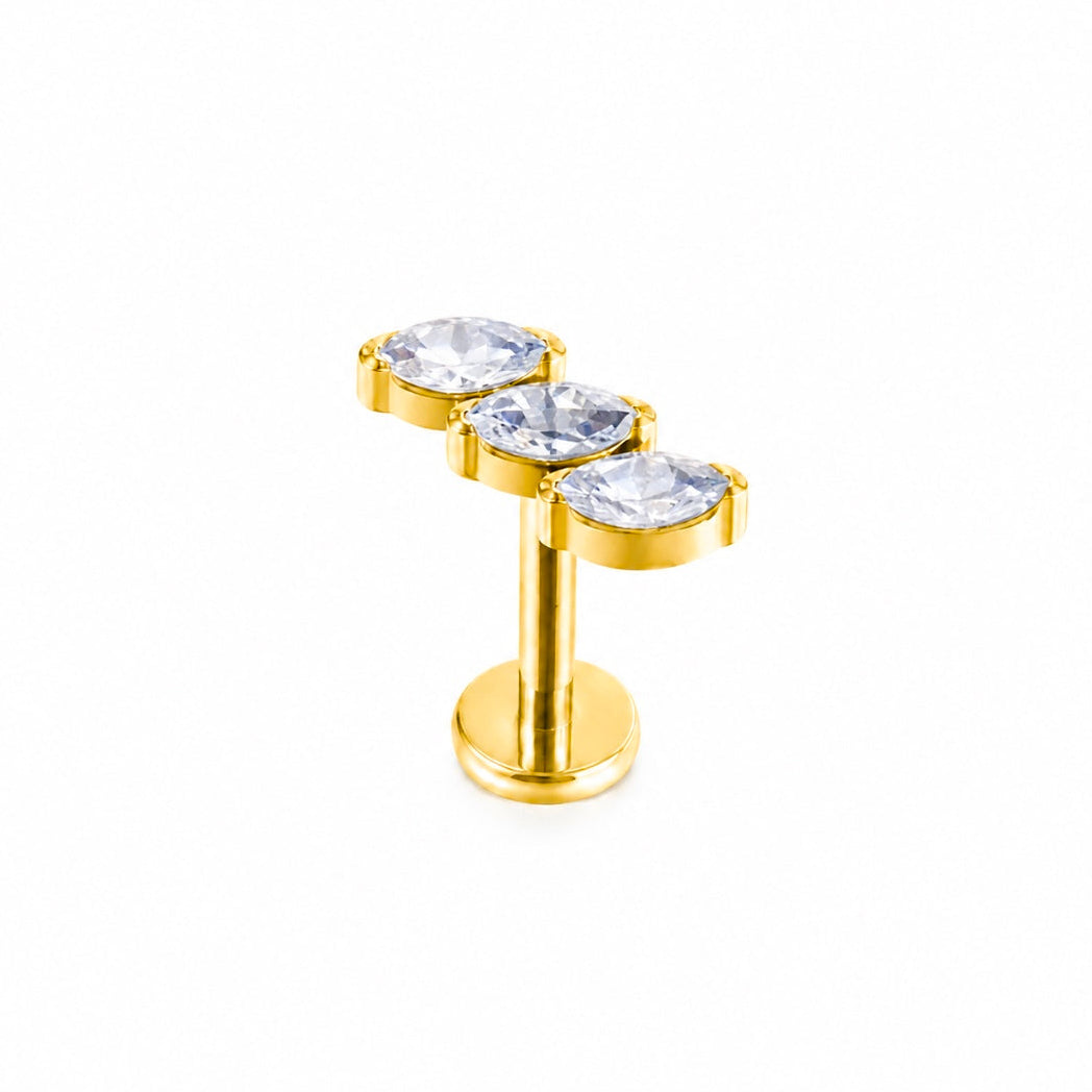Labret Ruby 3 Puntas Gold