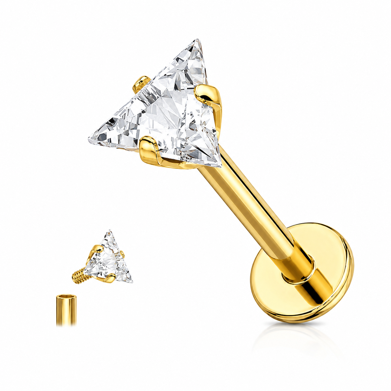 Labret Zircon Triangle Gold
