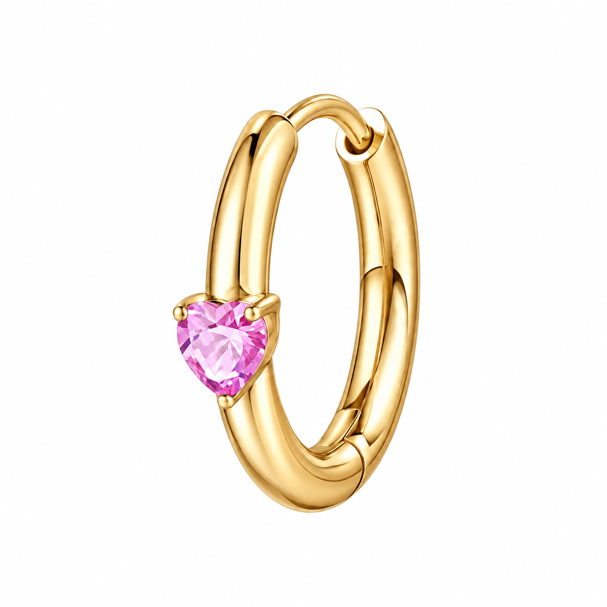 Argolla Clicker Pink Heart Gold