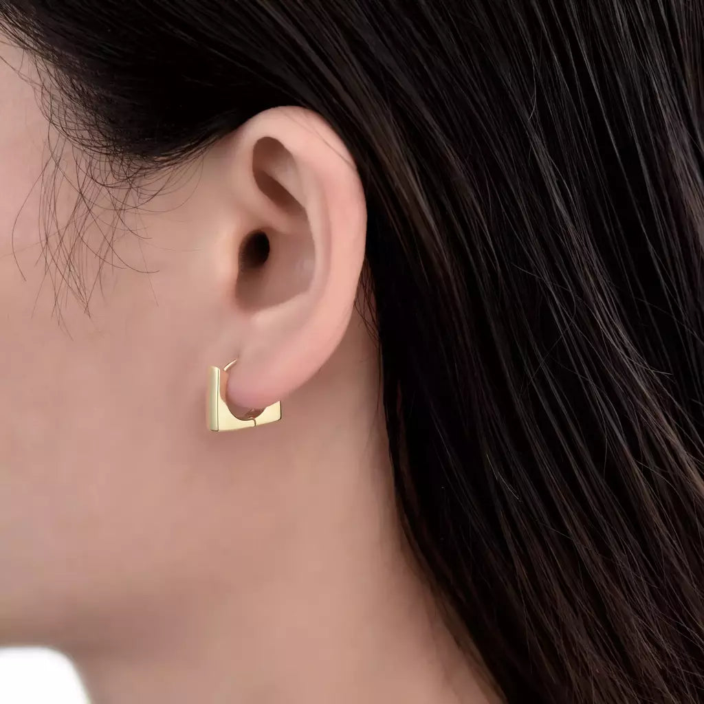 Argollas Flat Square Gold (par)