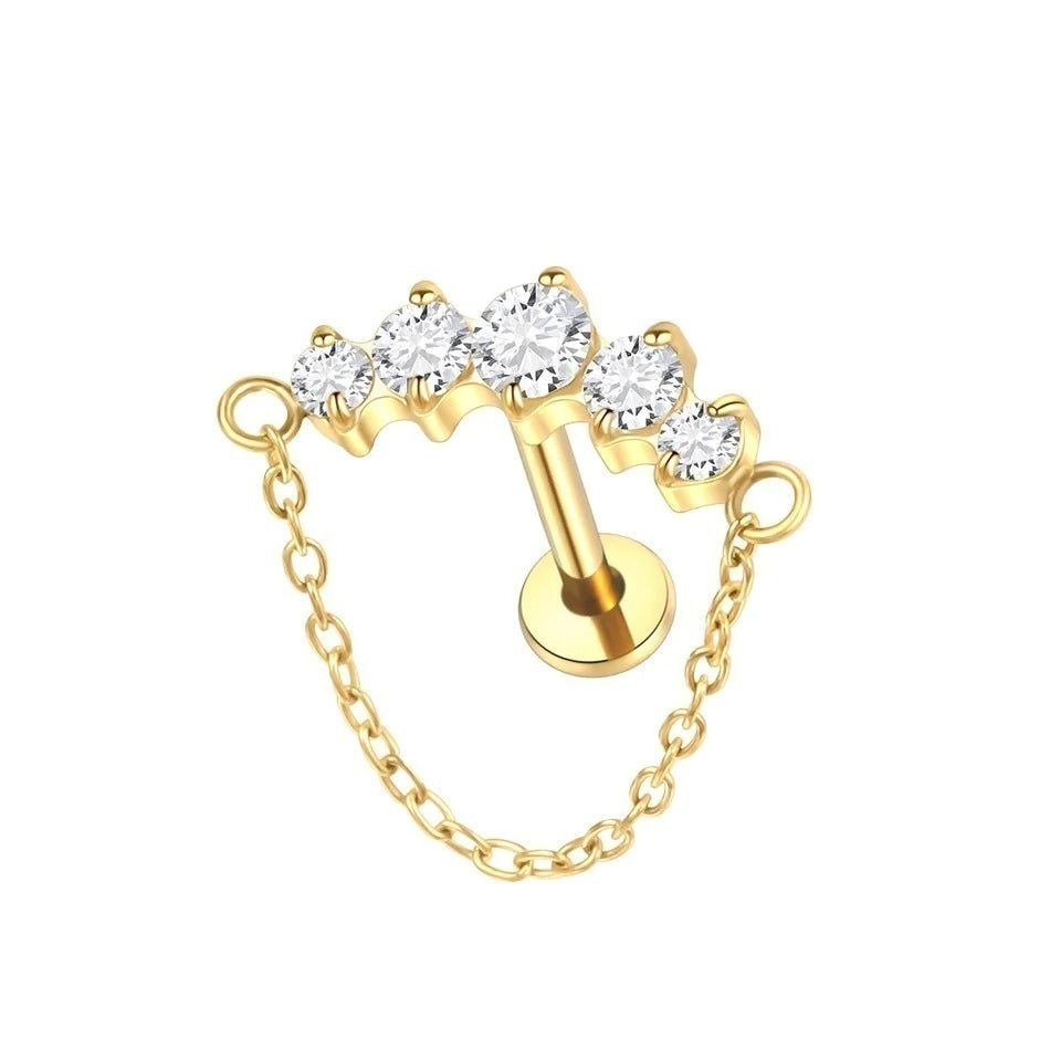 Labret Cristal Chain Gold (Unidad)