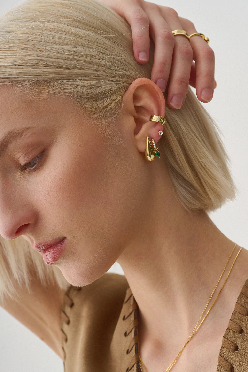 Argollas Hailey Drop Gold (Par)