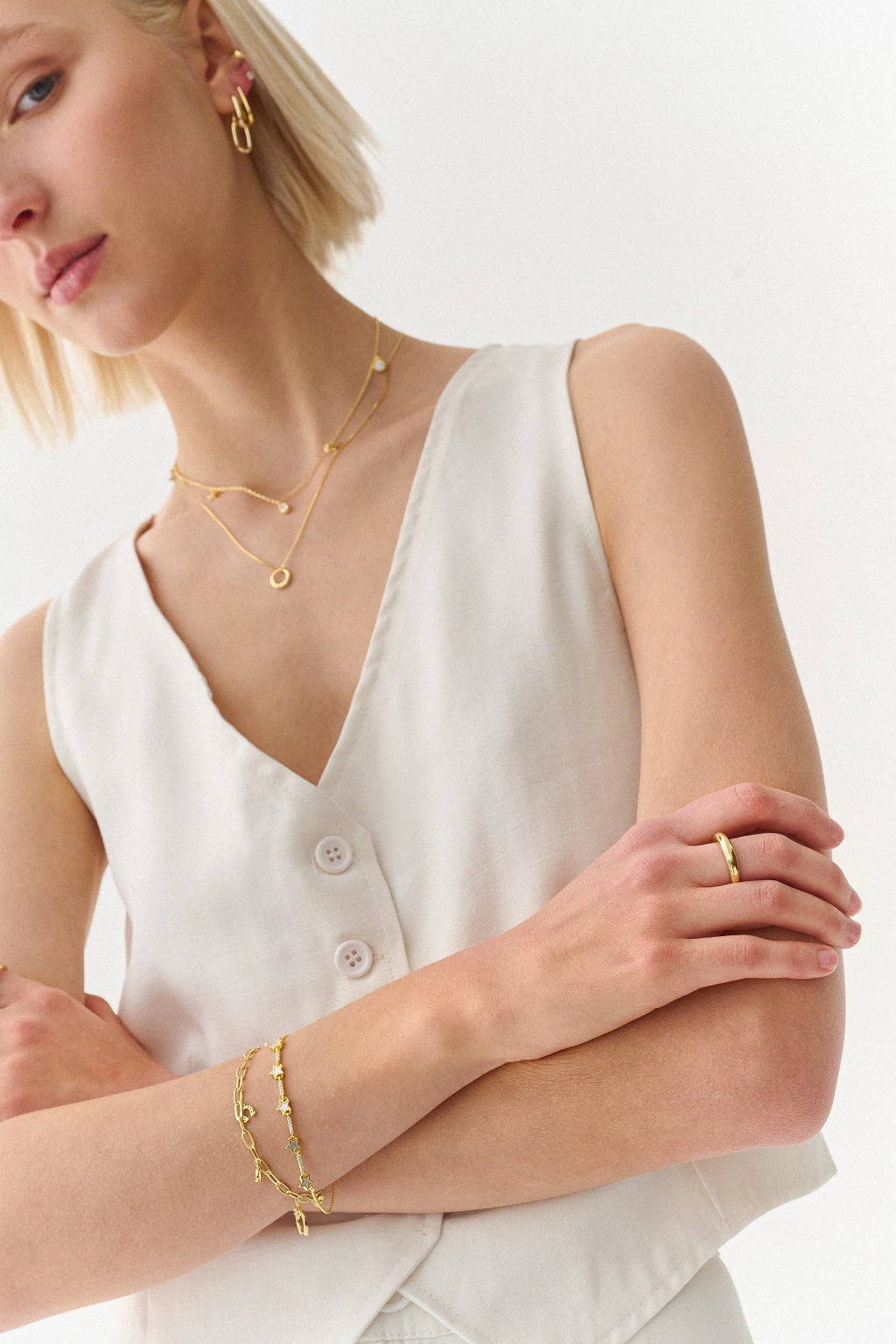 Pulsera Veneciana Nacar Stars Gold