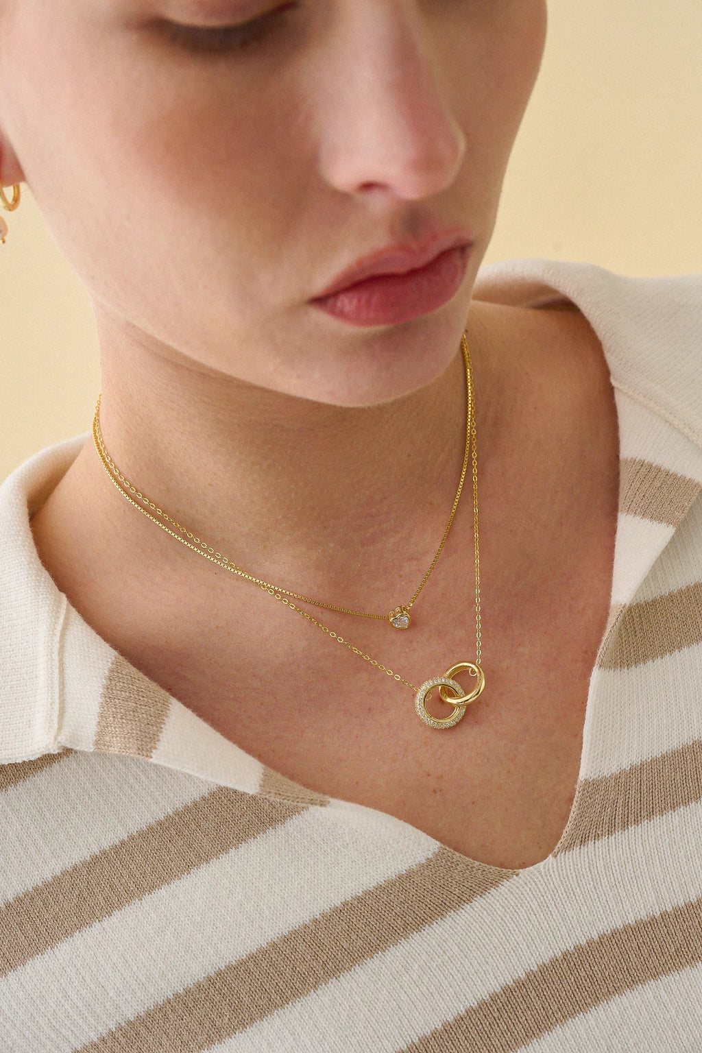 Cadena Veneciana Heart Cubic Gold