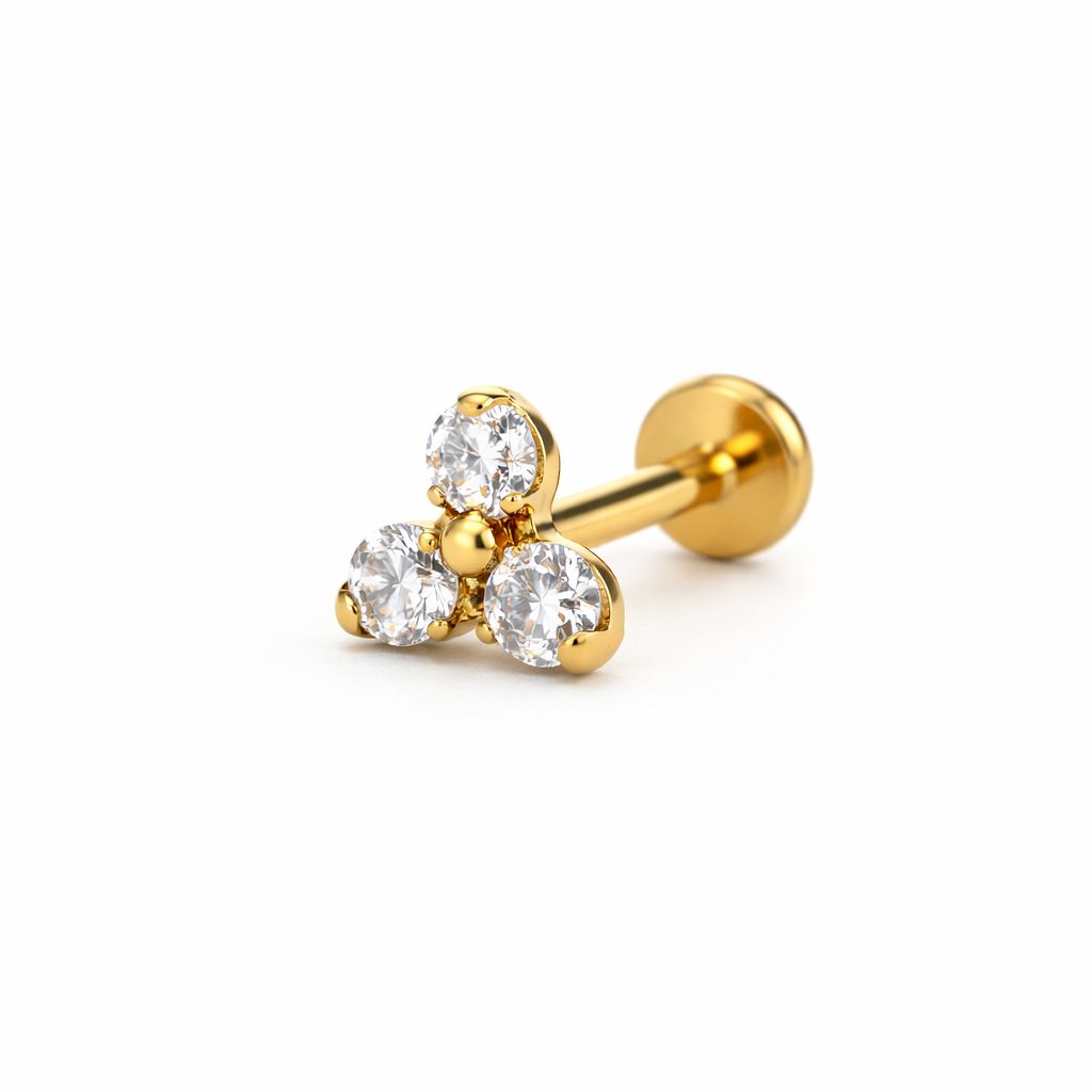 Labret Maxi Triple Zircon Gold