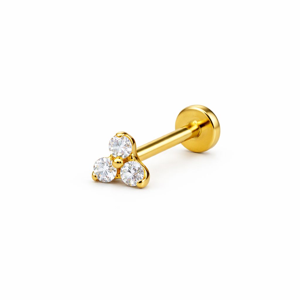 Labret Triple Zircon Gold