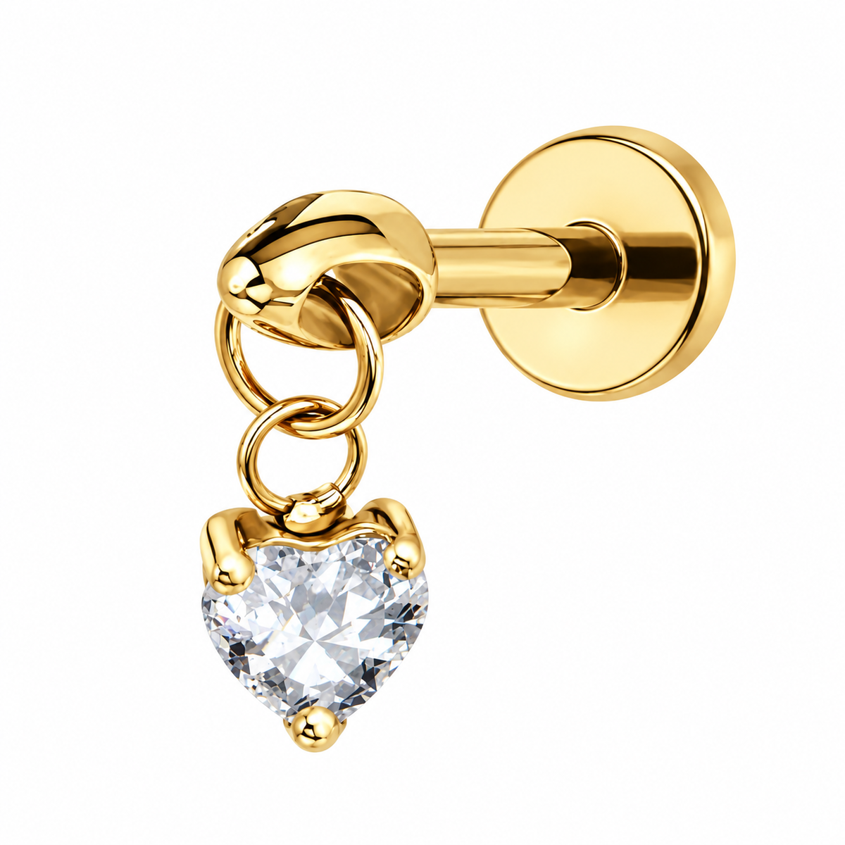 Labret Heart Spike Gold